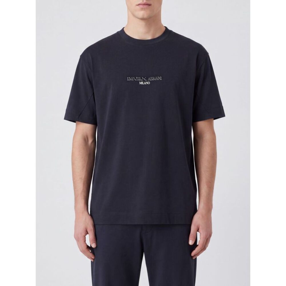 Emporio Armani Men Lyocell And Cotton Logo T-Shirt Emporio Armani